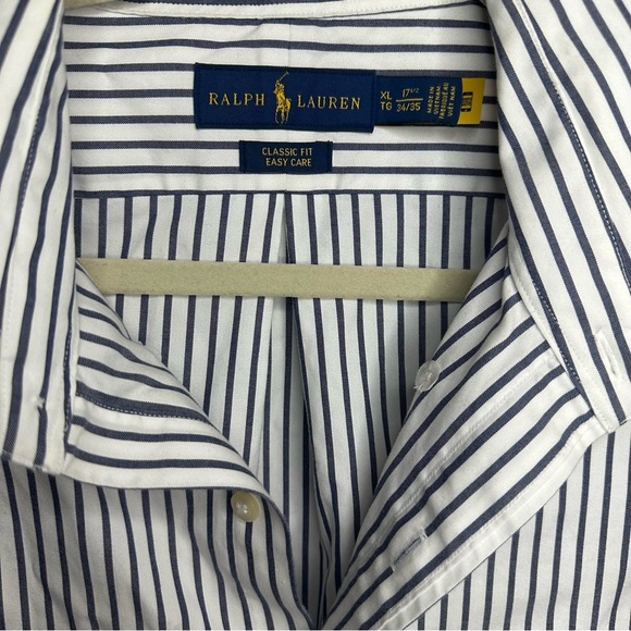 Ralph Lauren Classic Fit Grey Striped Long Sleeve Shirt Size XL - Picture 9 of 10